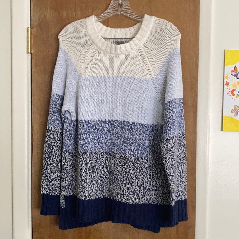Aerie Large Knit Color Block Crew Neck Sweater